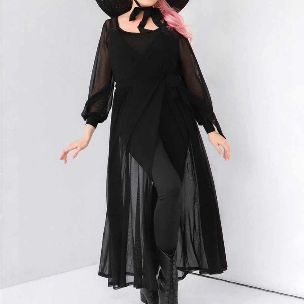 Foxblood Dita Mesh Wrap Dress